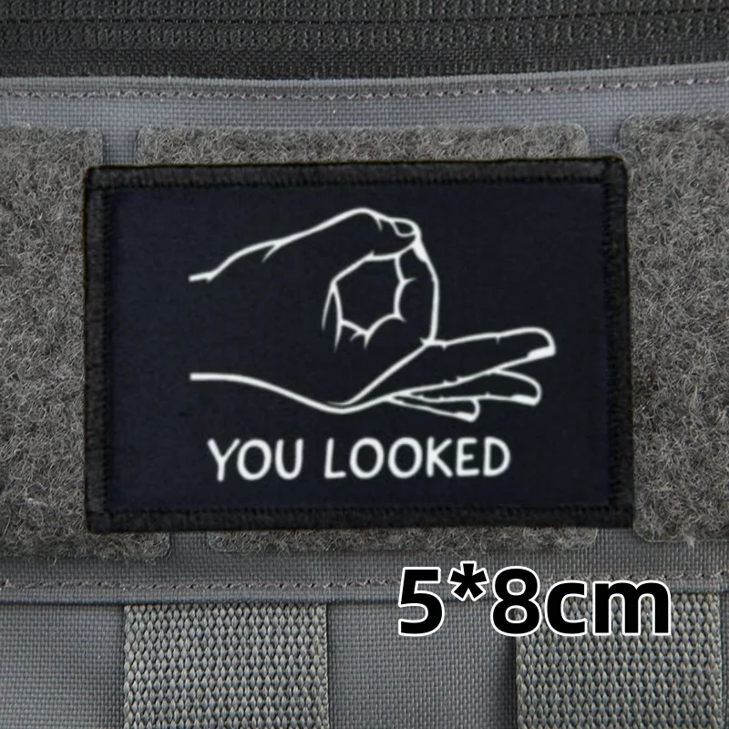 You Looked OK Tactical Patches Funny Printed Hook&Loop Patch Military OK Gesture Morale Badge Armband Backpack Stickers-animated-img