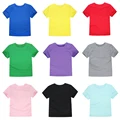 Summer Children T-shirts Solid Color Cotton Tees for Kids New Fashion Boys Girls Short Sleeve Top 2-14T Clothes Healthy T-shirts