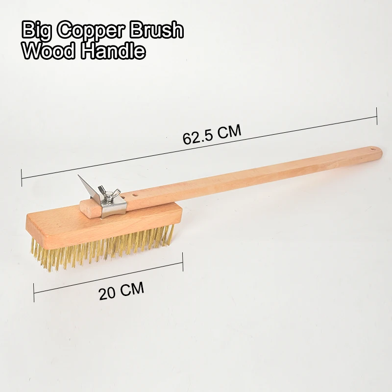 SHANGPEIXUAN Professional Pizza Oven Copper Brush Scraper Household Grill  Brass Cleaning Brush with 21 inch Aluminium Handle