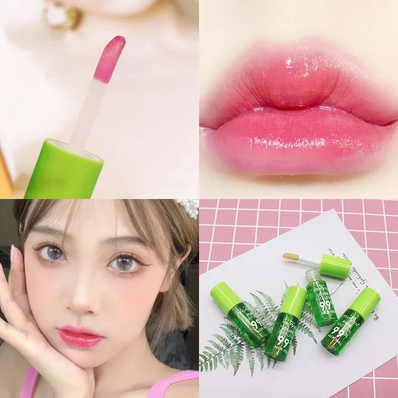 1PCS Moisturizing Natural Aloe Essence Lip Gloss Changable Color Portable Waterproof Long Lasting Nutritious Lips Care Lipstick-animated-img