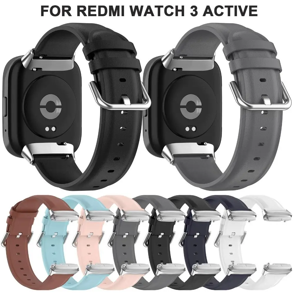 Replacement Leather Watch Strap New Wristband Leather Bracelet Accessories Buckle Watchband for Redmi Watch 3 Active Smart Watch-animated-img