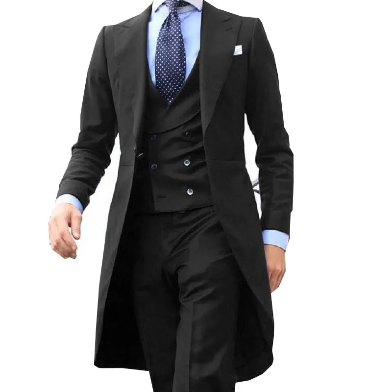 Long Coat Designs Burgundy Men Suit 