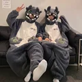 Winter Couple Pajamas Adults One-piece Jumpsuit Animal Sleepwear Tiger Onesies Pyjamas Thicken Hooded Cartoon Women Men Homewear preview-4