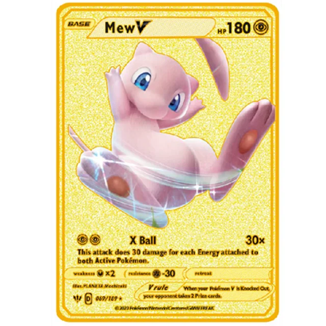 183200Point HP Raichu Pokemon Gold Metal Super Card Blastoise Eevee Sylveon  Mewtwo Pikachu Battle Collection Trading Iron Card