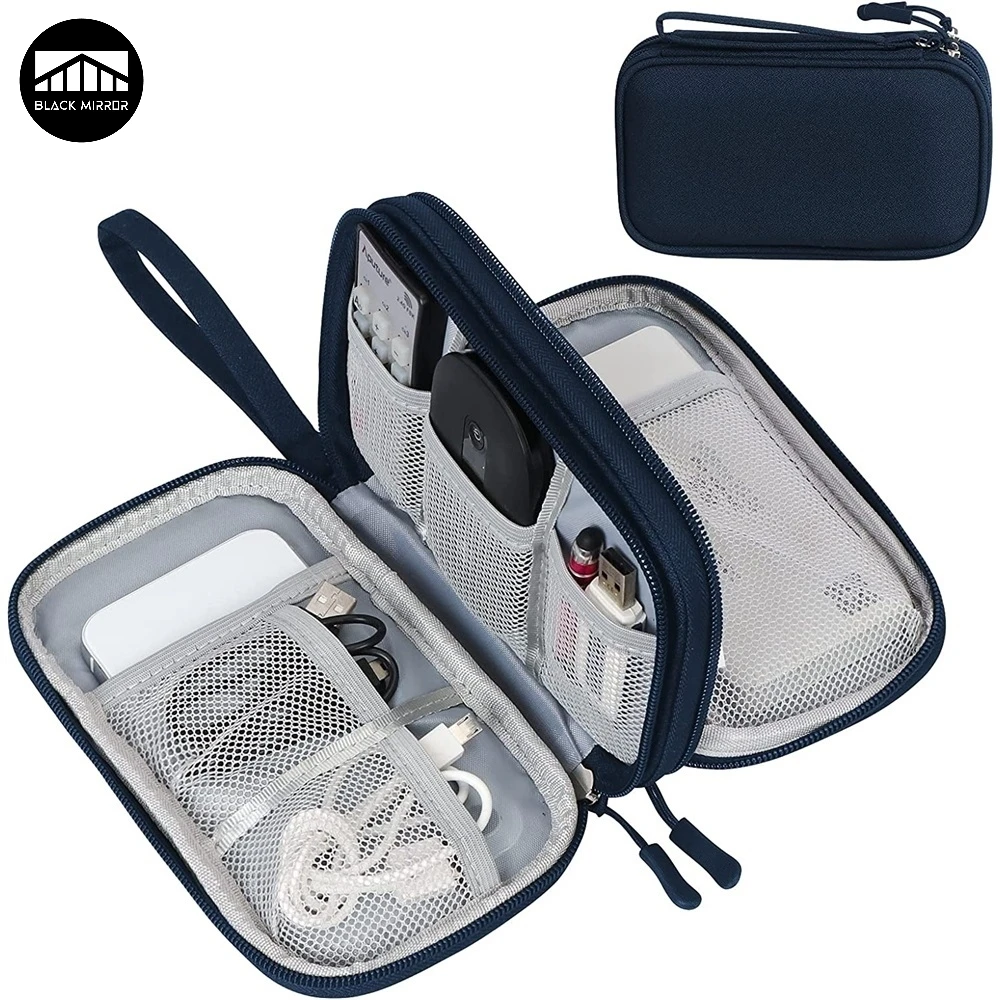 Travel Organizer Electronics Accessories Organizer Portable Waterproof Double Layers Storage for Cable Hard Disk Power Bank-animated-img