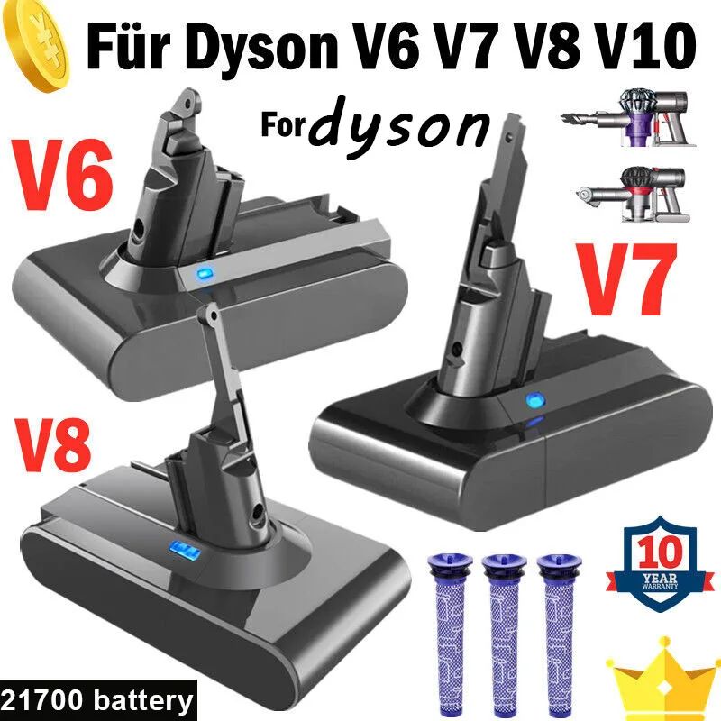 YH5 Replacement Battery for Dyson Vacuum Cleaner V8 SV10 compatible V8  Animal V8 Motorhead Handheld Vacuum 21.6V 6000mAh