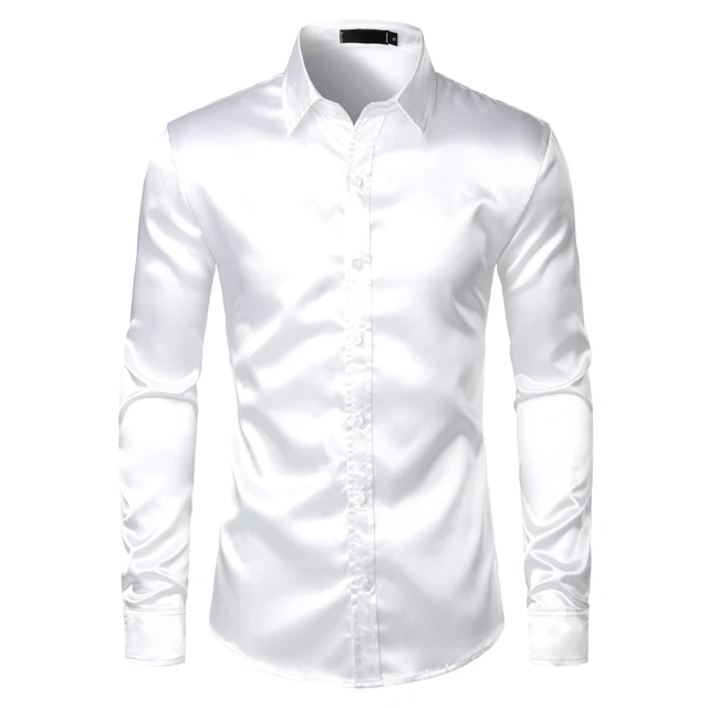 Black Mens Silk Dress Shirts 3Pcs(Shirt 