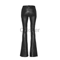 Casual Streetwear Women Punk Gothic Black PU Leather Pants High Waist Bandage Skinny Slim Flared Trousers Women Clothing S-5XL preview-4