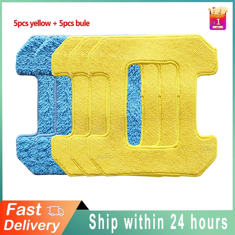 5PCS Rubbing Mop Pads For Hobot 298 Window Cleaning Robot Robot Accessories Rag Premium microfiber material wet cleaning+dry