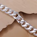 New High-end Women's Mens Fine S925 Sterling Silver Bracelet Fashion Jewelry Gift Men's 10MM Square Beautiful Gem preview-3