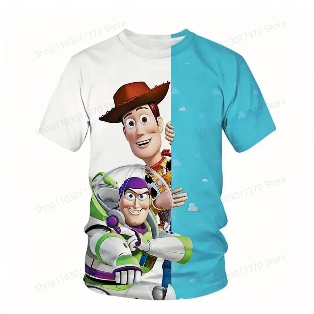 Disney T-Shirts Buzz Lightyear Cartoon Anime Toy Story 3D Printed Streetwear Men Women Fashion Oversized T Shirt Kids Tees Tops-animated-img