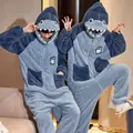 Couples Pajamas Jumpsuits Women Men Adult Winter Thicken Hooded Pyjamas Sleepwear Korean Loose Onesies Soft Warm Home Clothes preview-2