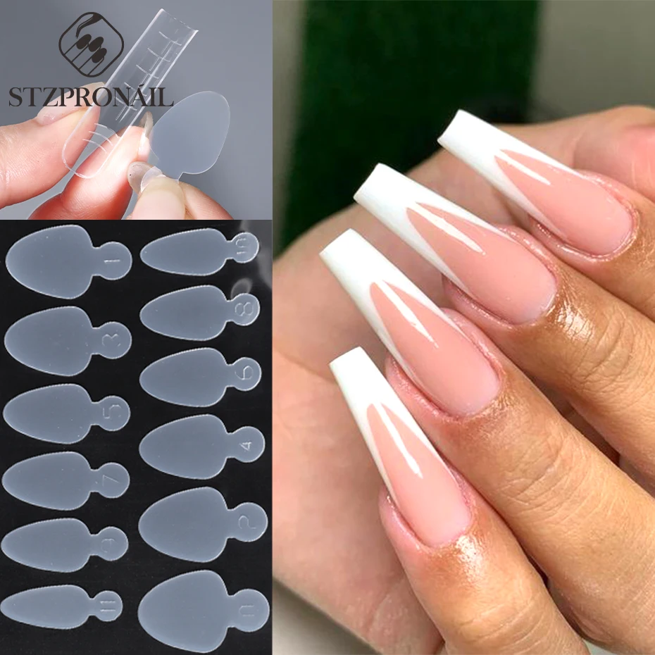 Dual Nail Forms False Tips For Gel Extension Quick Building French Line  guide Pad in Silicone