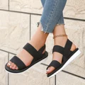 Women's fashion trend anti-slip wear comfortable matching color sole pure black shoelace flat sandals preview-3