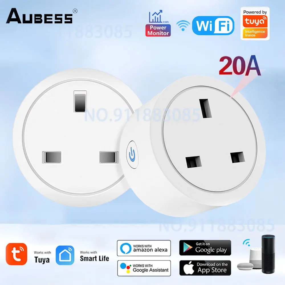 WiFi 20A Smart Plug Socket With Power Monitoring Timing Function Voice  Control