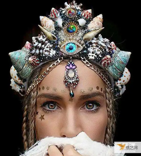 Shark Mermaid Crown Ice and Snow Crystal cos Hanfu Headdress Accessories  Handmade Lolita Marine Shell Style Fashion Novelty