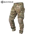 Tactical Cargo Trousers Men Combat Pants with Knee Pads Camping Wear Resistant Airsoft Camo Hiking Softair Climbing Clothes