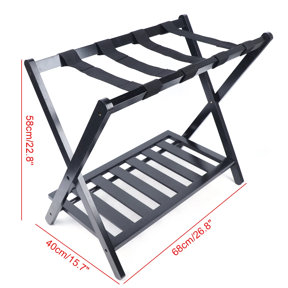 Double-Layer Luggage Rack Foldable Space-Saving Home Storage Excellent Load-Bearing Capacity for The Bedroom and Guest Room-animated-img