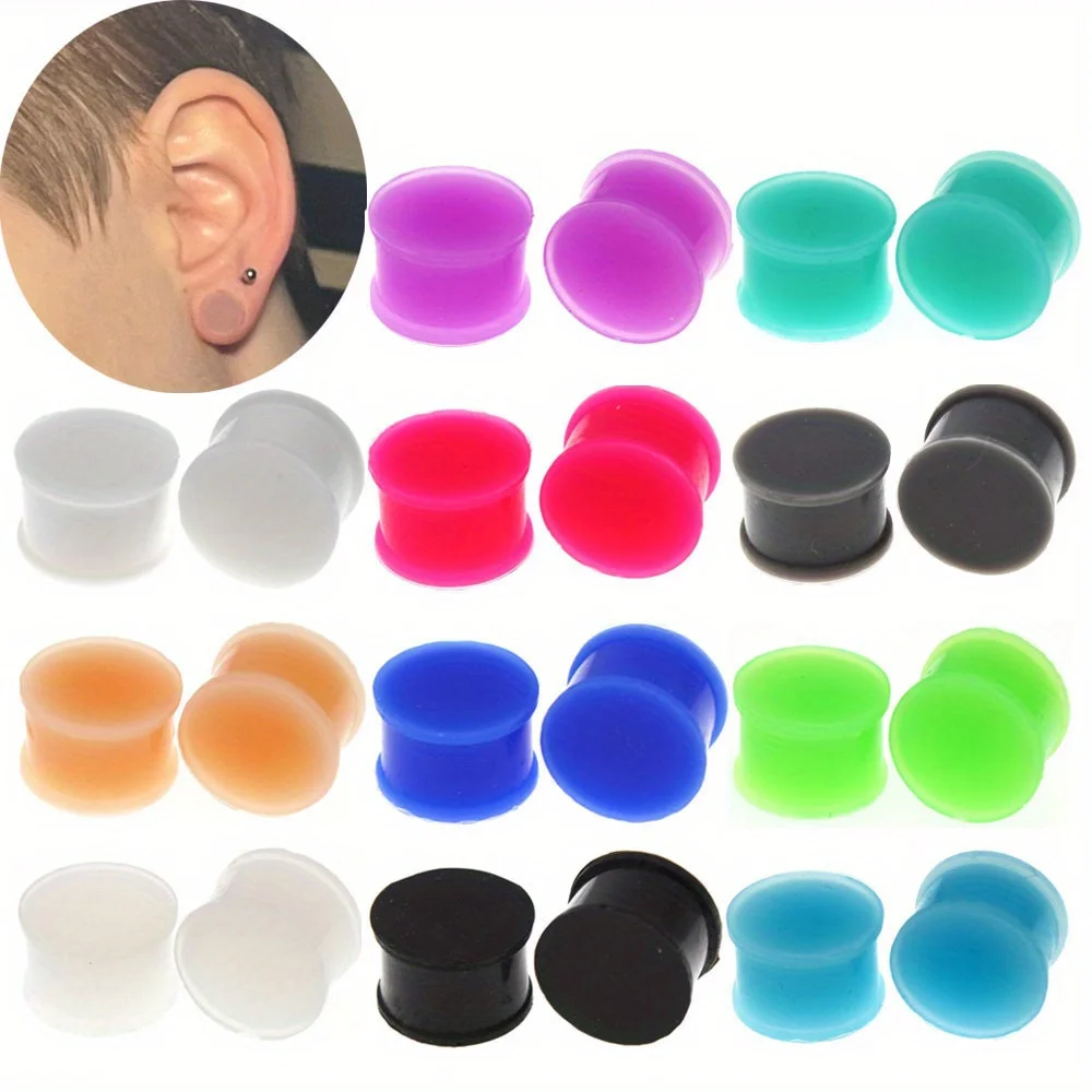 1 Pair Silicone Ear Gauge Plugs Tunnels Expander Flexible Comfortable Ear Stretchers Body Piercing Jewelry 6-25mm Size Available-animated-img