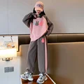 Spring Autumn 2024 New Children's Suit Stylish Casual Sweatshirt Two-piece Set For Girls Kids Fashionable Outfits preview-2