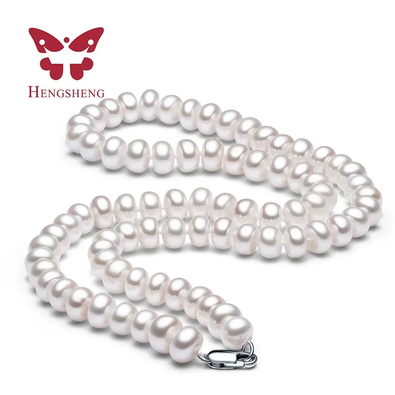 White Natural Freshwater Pearl Necklace For Women 8-9mm Necklace Beads Jewelry 40cm/45cm/50cm Length Necklace Fashion Jewelry-animated-img