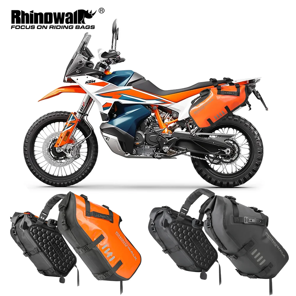 Rhinowalk Motorcycle Double Side Bag 100%Waterproof 18L/28L/48L Universal Fit Motor Pannier Saddle Bags Dry Tail Storage Luggage-animated-img