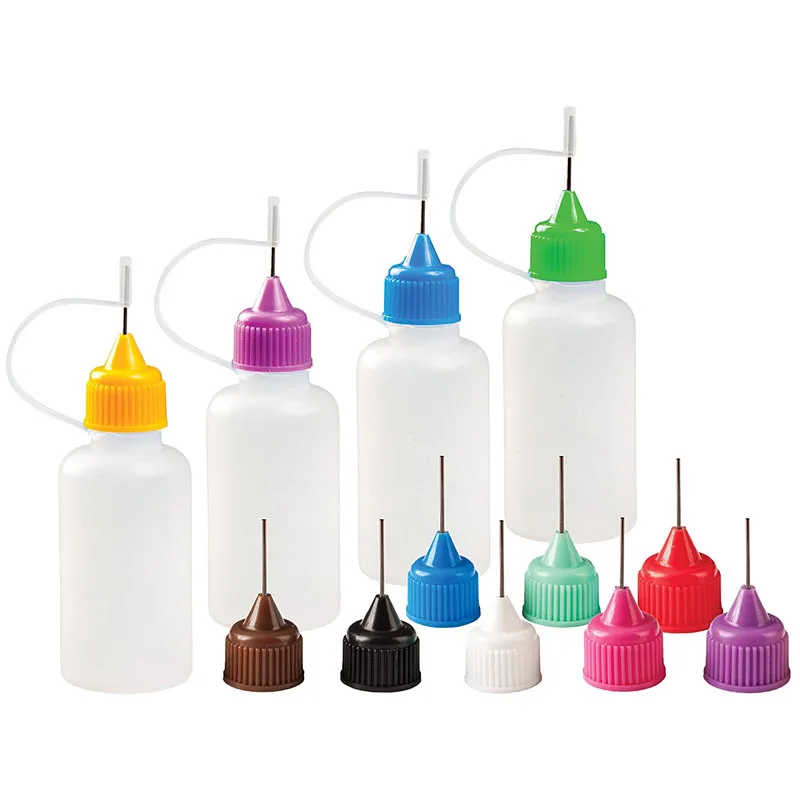 Plastic squeeze bottl dispensers applicator kit plastic squeezable dropper  bottles with blunt needle tip for liquid glue and Ink