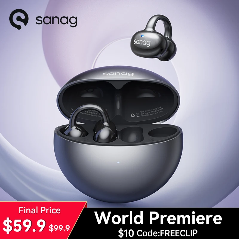 Sanag S6S FreeClip Open Ear Earphone Ear Clip 3D Stereo Sound Bluetooth Headphones OWS Sport Wireless Headset TWS Earbuds-animated-img