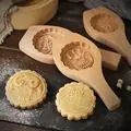 Chinese Cookie Moon Cake Mold Wooden Biscuit Model Baking Wood Bakeware Home Kitchen Dining Bar Pastry Tools DIY Flower Mooncake