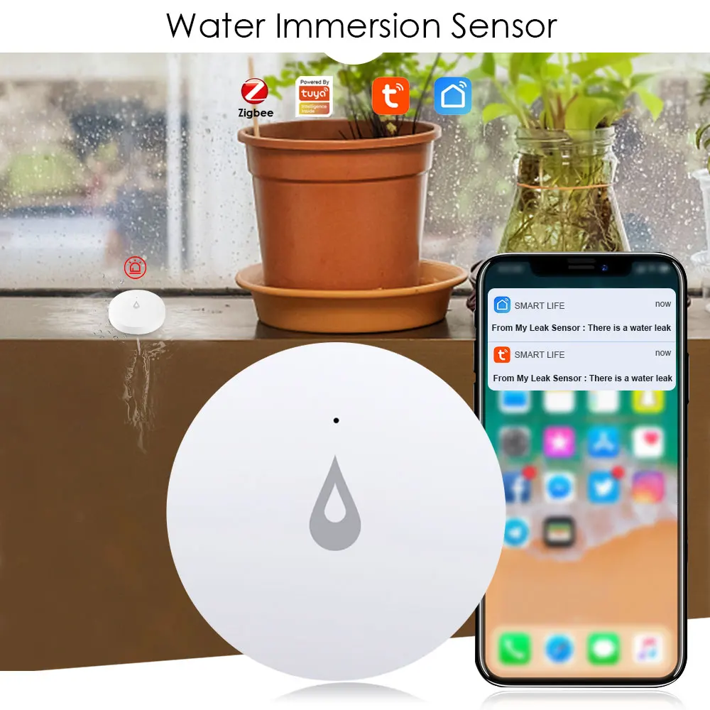 Купить Охранная сигнализация 1/4 Tuya Zigbee Water Level Sensor Smart Rain Sensor Leak