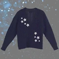 Winter Midnight Navy Blue Knitted Cardigans Women Spring Y2k Casual Star Embroidery Single Breasted XS-5XL Sweaters Dropshiping preview-2