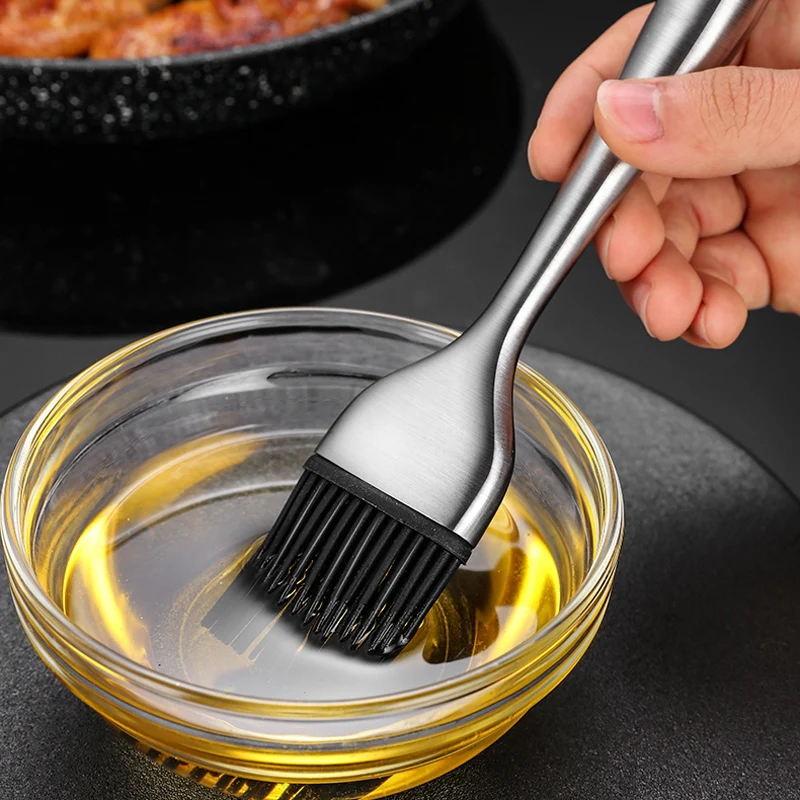 Pastry Brush Silicone Cooking Brush Stainless Steel Handle Basting Brush Silicone Oil Brush for BBQ Grill Pastry Baking Tools