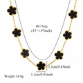 EILIECK 316L Stainless Steel Black 15 Flowers Clover Pendant Necklace For Women Fashion New Party Gift Neck Chain Jewelry Collar preview-2