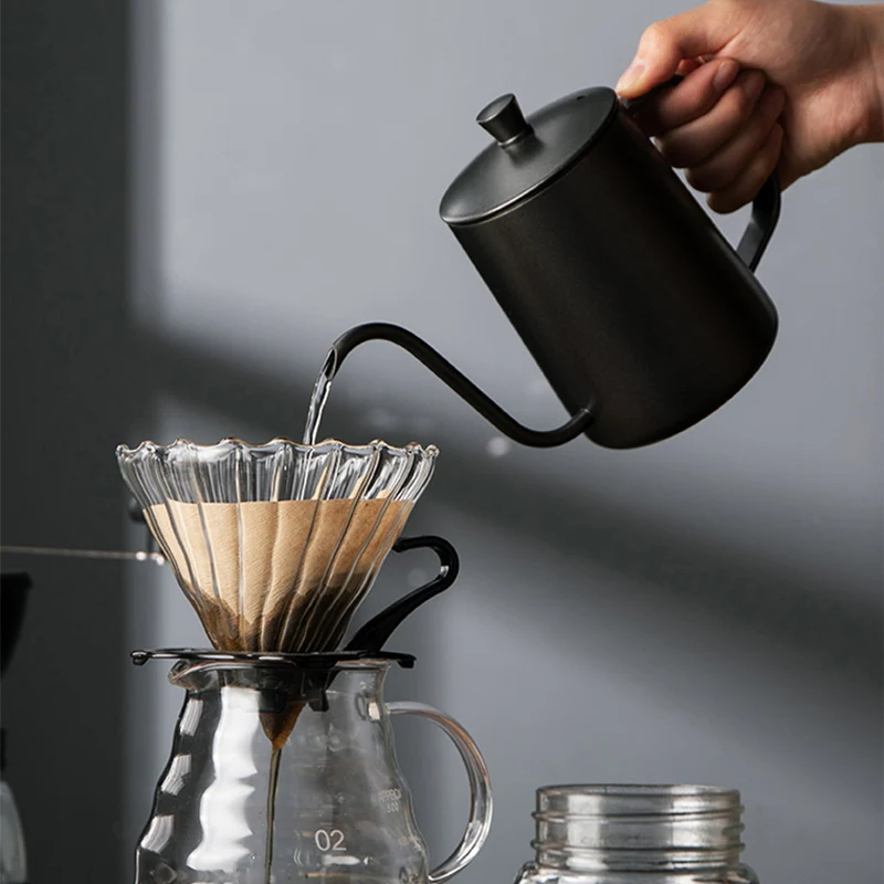 1pc Pour Over Coffee Kettle Gooseneck with Cover, Black Pour Over Coffee  Kettle Stainless Steel, Twine Handle, 600ml/20oz Coffee Kettle(Black)