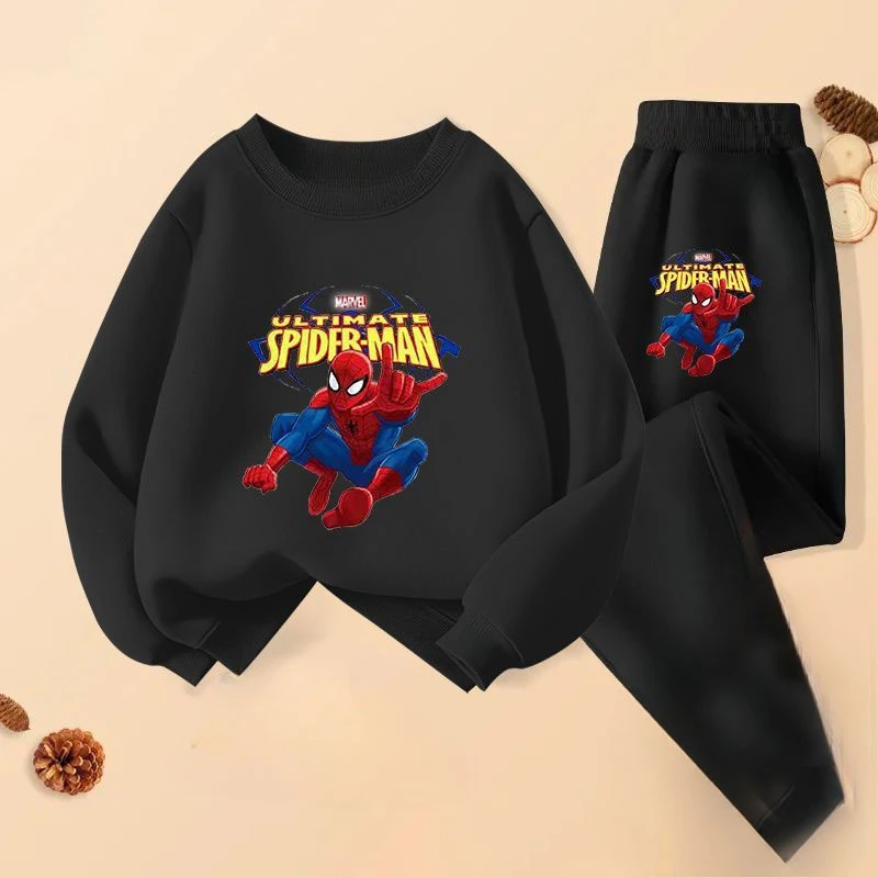 DISNEY Children's Clothing Sets Spiderman Baby Boys Sweatshirt and Sweatpant Two Piece Suit Spring Autumn Thin Kids Tracksuit-animated-img