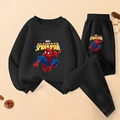 DISNEY Children's Clothing Sets Spiderman Baby Boys Sweatshirt and Sweatpant Two Piece Suit Spring Autumn Thin Kids Tracksuit