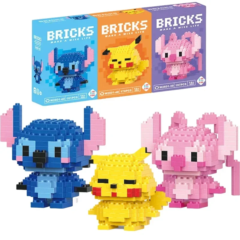 Stitch Sanrio Coke Mickey Mouse cartoon dolls and LEGO micro-particle building block toys compatible with Children's gifts-animated-img