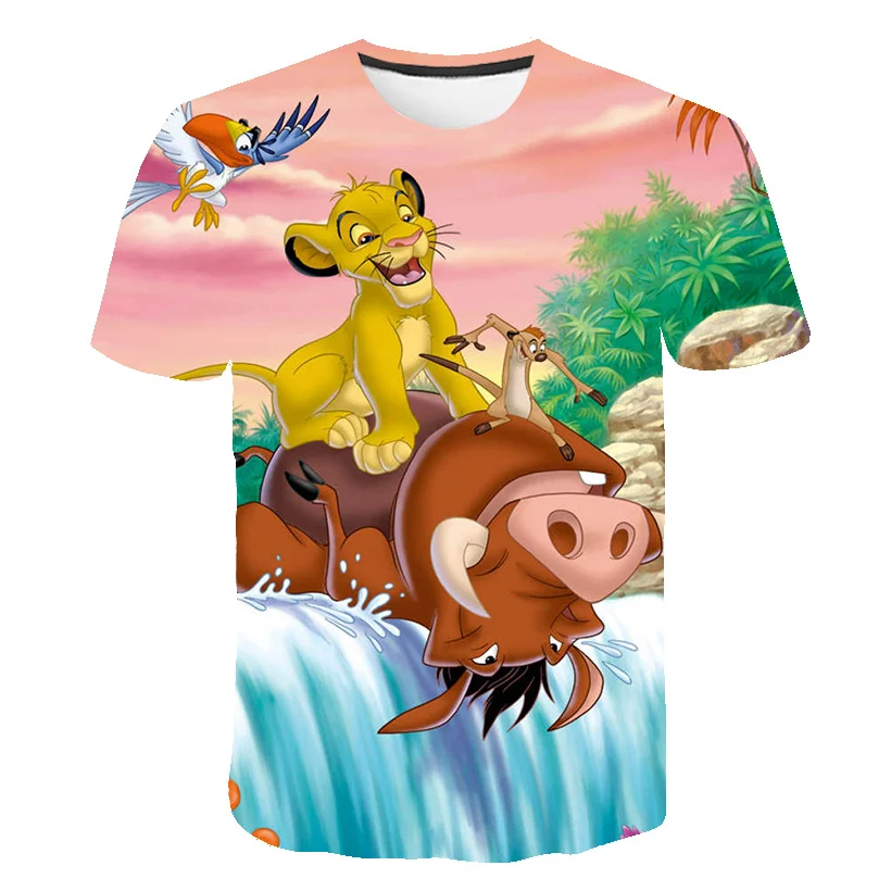 1-14Y Cartoon Print Baby Boys The Lion King T Shirt for Summer Boy Lion T-Shirts Short Sleeves Kids Clothes Toddler Simba Tops-animated-img