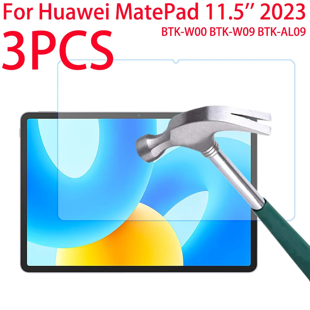 3 Pieces Scratch Proof Tempered Glass Screen Protector For Huawei MatePad 11.5 inch 2023 Tablet Protective Film BTK-W00 BTK-W09-animated-img