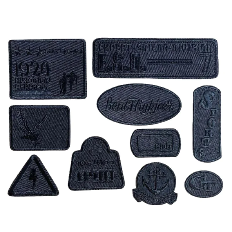 Black Fabric Embroidery Applique Self-Adhesive Patches,"SPORTS" "CLUB" Repair Badges Sewing Patch Stick on Clothes For Clothing-animated-img