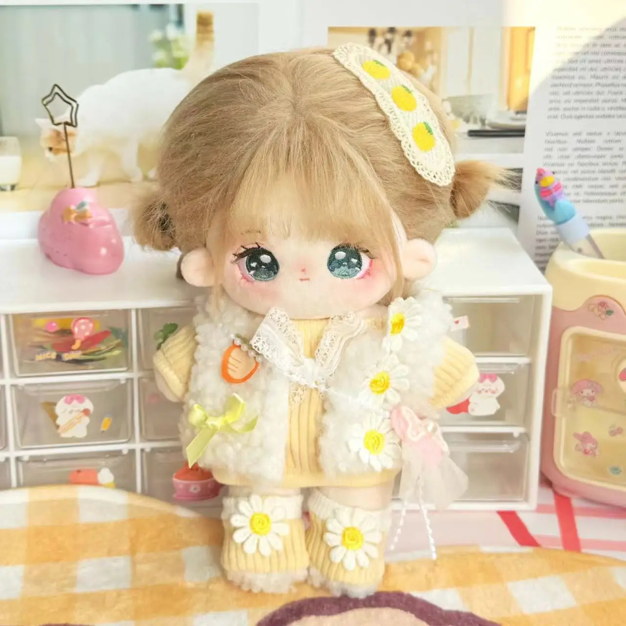 20cm Kawaii Idol Doll Cotton Star Dolls Stuffed Toys Cute Plush Bell Orchid Lily Baby Cuddly Dolls for Kids Fans Collection Gift-animated-img