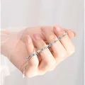 Retro 925 Sterling Silver Blue Crystal Bracelets For Women Korean Designer Hollow Adjustable Bracelets Luxury Party Jewelry Gift preview-3