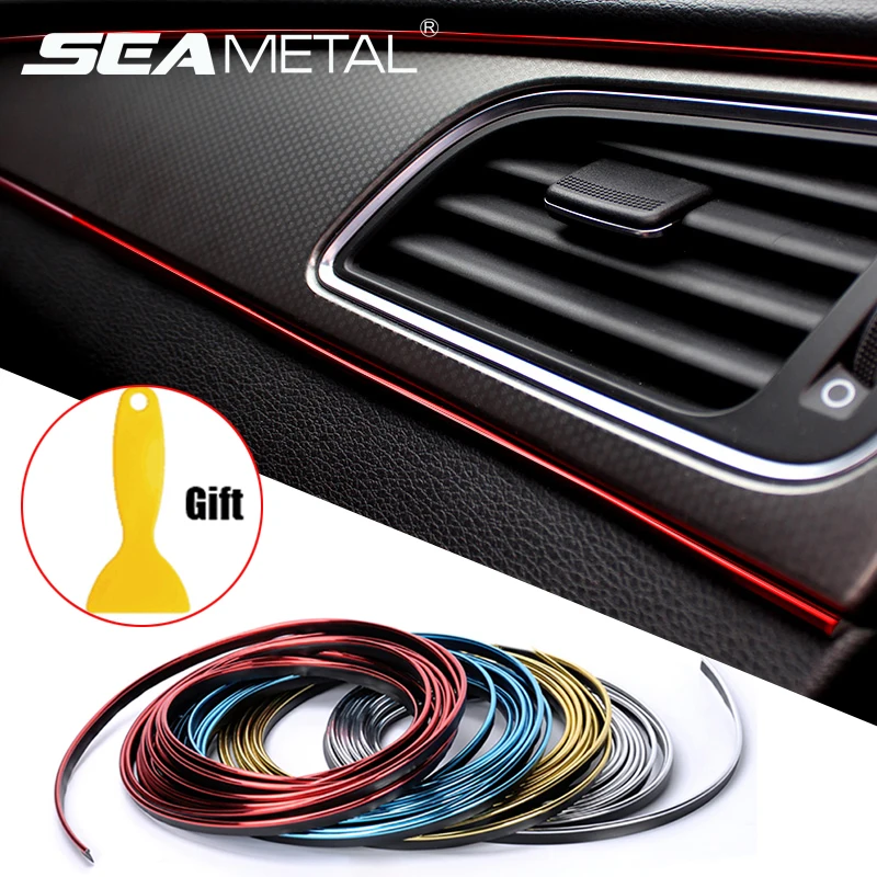 SEAMETAL Interior Car Moulding Trim Strips DIY Flexible Anti Scratch Lines 5m Decoration Strip Dashboard Car-styling Accessories-animated-img