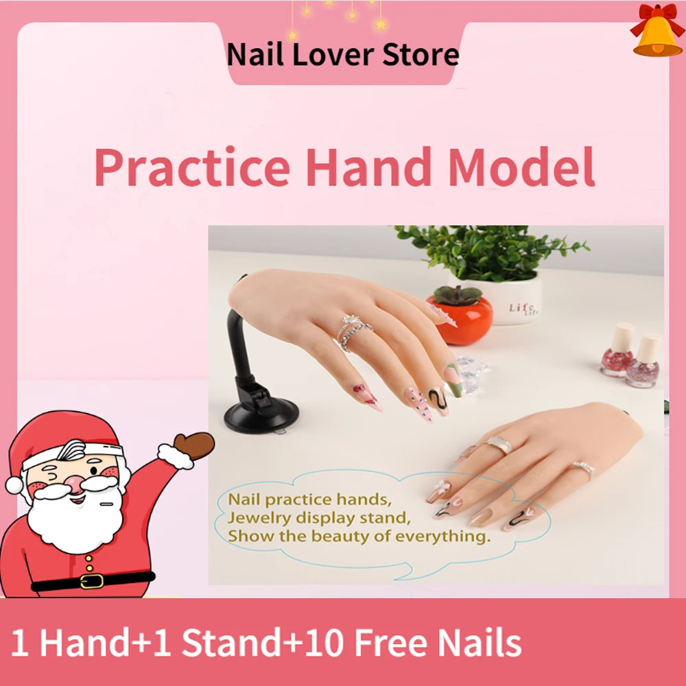 Flexible Movable Silicone Practice Mannequin Training Hand Model for Nails  Jewelry,Free Nails