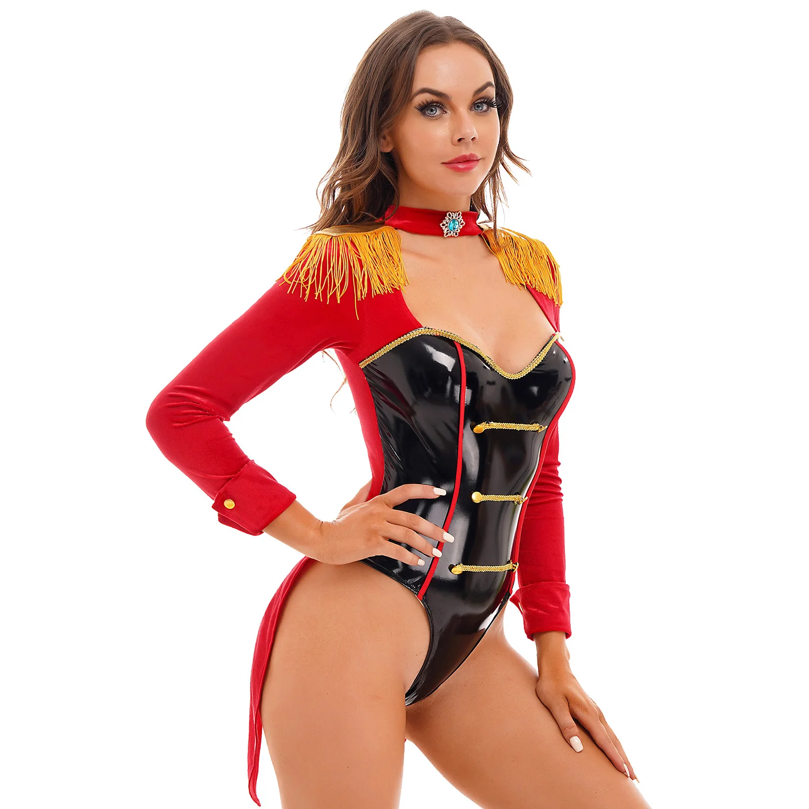 red one piece leotard