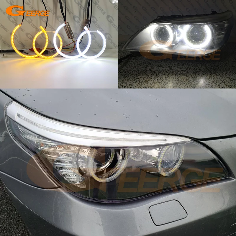 For BMW E60 E61 525I 530I 540I 545I 550I M5 Pre LCI 2003-2007 Ultra Bright  Day Light Turn Signal SMD LED Angel Eyes Halo Rings