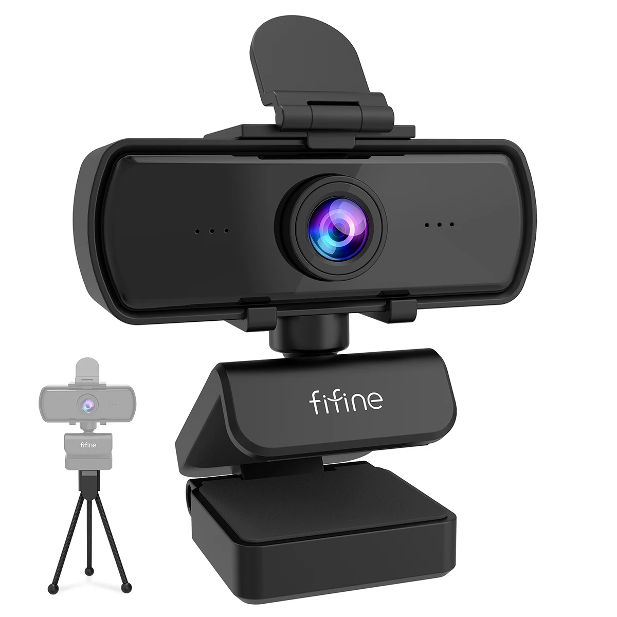 FIFINE 1440p Full HD PC Webcam with Microphone, tripod, for USB Desktop & Laptop,Live Streaming Webcam for Video Calling-K420-animated-img