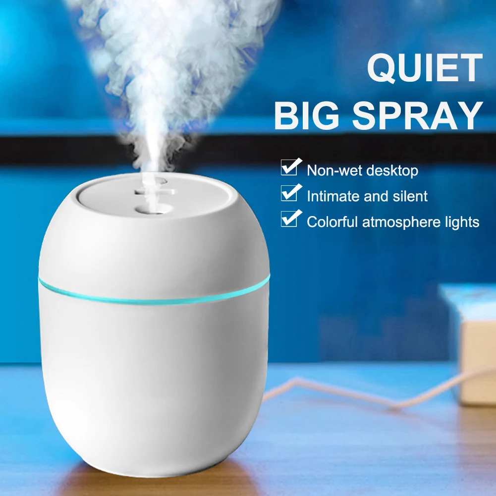 USB Portable Air Humidifier 250ML Essential Oil Diffuser 2 Modes Auto Off with LED Light for Home Car Mist Maker Face Steamer-animated-img