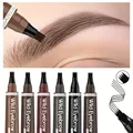 6 Colors 1pc Eyebrow Pen Waterproof 4 Split Tip Eyebrows Pen Eyebrow Tattoo Pen Waterproof Liquid Black Eyebrow Makeup Pencil