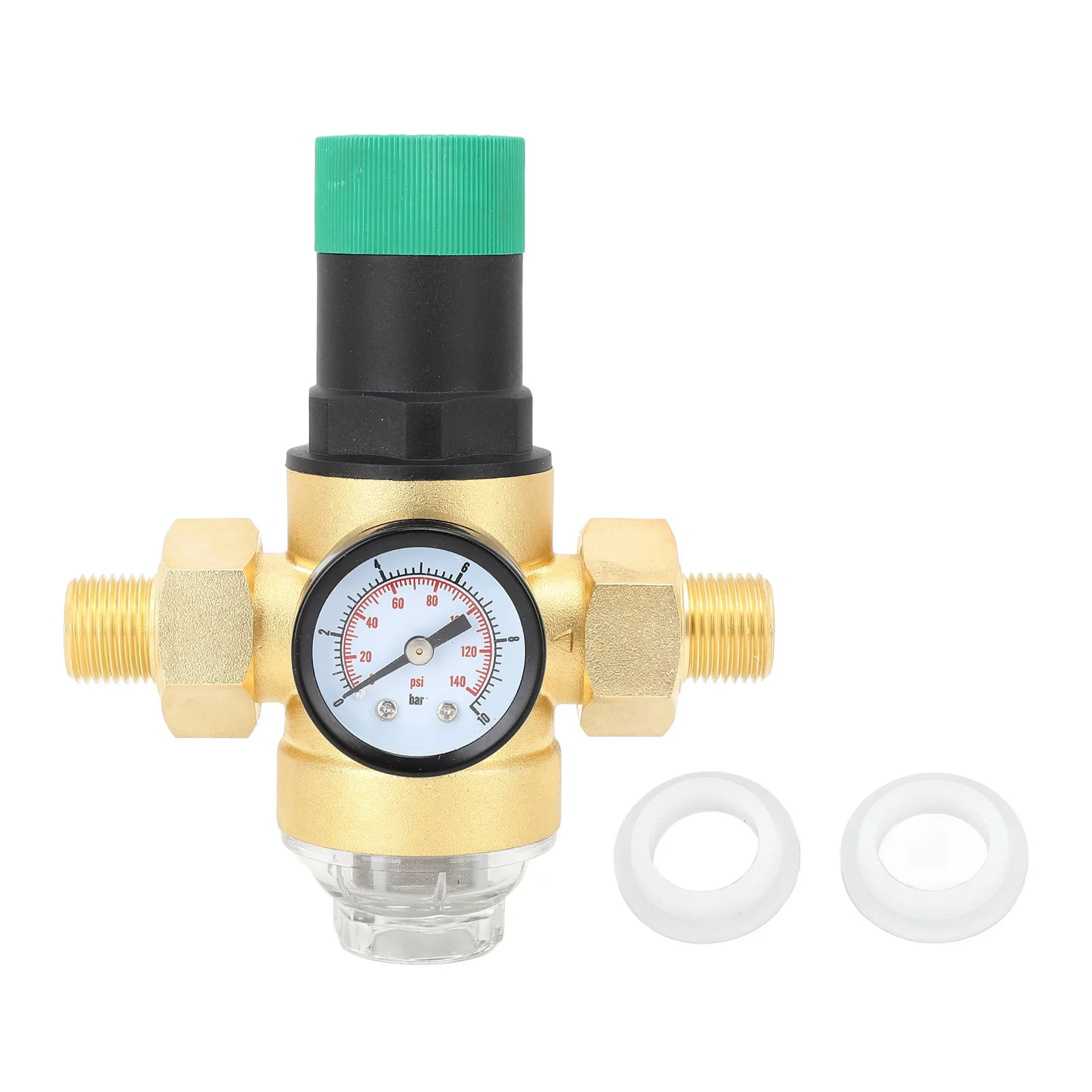 Water Pressure Reducer G1/2 DN15 Water Pressure Regulating Valve Brass Pressure Reducing Valve with Gauge Mesh Filter-animated-img